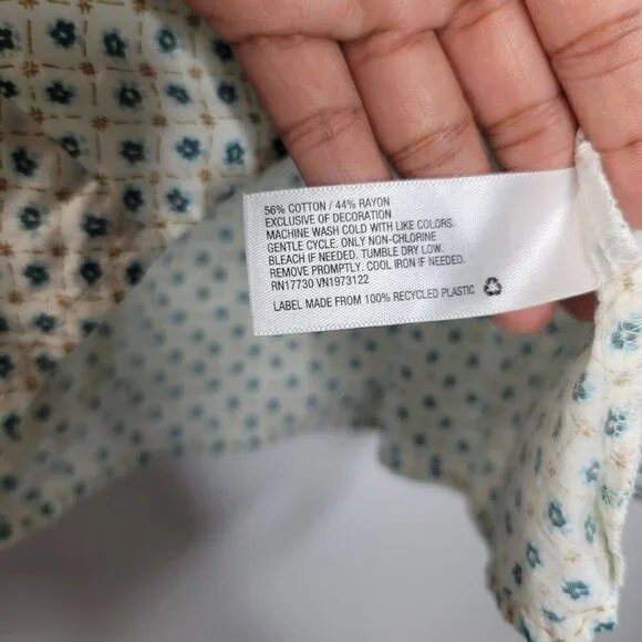 Universal Threads Womens Teal Floral Long Sleeve Tie Front Blouse Size Large - Picture 7 of 14